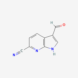 molecular formula C9H5N3O B1417845 3-甲酰基-1H-吡咯并[2,3-b]吡啶-6-腈 CAS No. 1082040-18-3