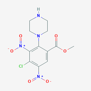 molecular formula C12H13ClN4O6 B14178524 Methyl 4-chloro-3,5-dinitro-2-(piperazin-1-yl)benzoate CAS No. 929194-11-6