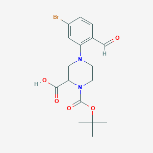 B1417857 (S)-4-(3-Bromo-6-formylphenyl)-1-(tert-butoxy-carbonyl)piperazine-2-carboxylic acid CAS No. 1786898-74-5