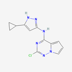 molecular formula C12H11ClN6 B1417907 2-氯-N-(5-环丙基-1H-吡唑-3-基)吡咯并[2,1-f][1,2,4]三嗪-4-胺 CAS No. 918538-08-6