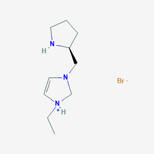 1-Ethyl-3-{[(2S)-pyrrolidin-2-yl]methyl}-2,3-dihydro-1H-imidazol-1-ium bromide