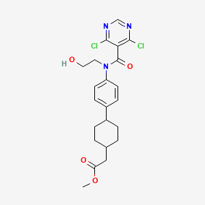 molecular formula C22H25Cl2N3O4 B14179488 methyl 2-((1r,4r)-4-(4-(4,6-dichloro-N-(2-hydroxyethyl)pyrimidine-5-carboxamido)phenyl)cyclohexyl)acetate 