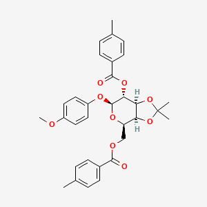 molecular formula C32H34O9 B1417951 4-甲氧基苯基 3,4-O-异丙基-2,6-双-O-(4-甲基苯甲酰)-β-D-半乳呋喃糖苷 CAS No. 1496536-69-6