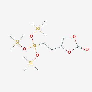 molecular formula C14H34O6Si4 B14179576 4-(2-{1,1,1,5,5,5-Hexamethyl-3-[(trimethylsilyl)oxy]trisiloxan-3-yl}ethyl)-1,3-dioxolan-2-one CAS No. 929213-17-2