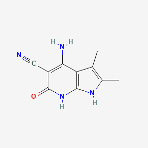 molecular formula C10H10N4O B14180020 1H-Pyrrolo[2,3-b]pyridine-5-carbonitrile, 4-amino-6,7-dihydro-2,3-dimethyl-6-oxo- 