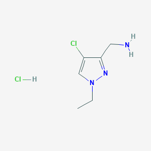 molecular formula C6H11Cl2N3 B1418048 (4-Chloro-1-ethyl-1H-pyrazol-3-yl)methanamine hydrochloride CAS No. 1189853-92-6