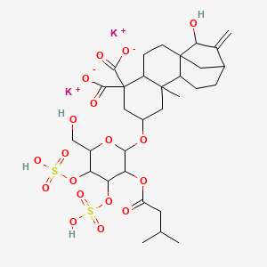 Dipotassium;15-hydroxy-7-[6-(hydroxymethyl)-3-(3-methylbutanoyloxy)-4,5-disulfooxyoxan-2-yl]oxy-9-methyl-14-methylidenetetracyclo[11.2.1.01,10.04,9]hexadecane-5,5-dicarboxylate