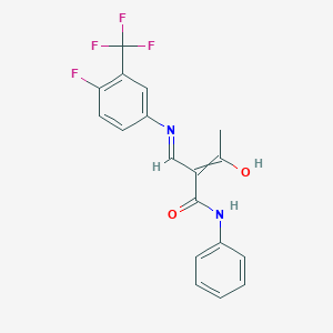 molecular formula C18H14F4N2O2 B1418108 (Z)-2-acetyl-3-[4-fluoro-3-(trifluoromethyl)anilino]-N-phenyl-2-propenamide CAS No. 1024749-81-2