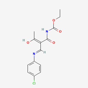 molecular formula C14H15ClN2O4 B1418117 乙基 N-[2-乙酰基-3-(4-氯苯胺基)丙烯酰基]氨基甲酸酯 CAS No. 321432-23-9