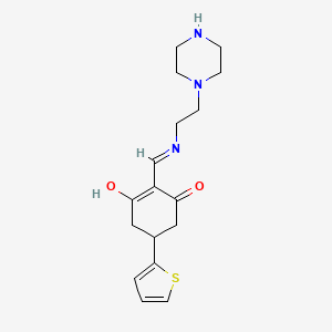 molecular formula C17H23N3O2S B1418125 2-{[(2-Piperazin-1-ylethyl)amino]methylene}-5-thien-2-ylcyclohexane-1,3-dione CAS No. 432519-44-3