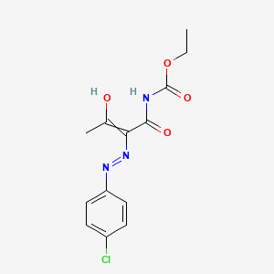 molecular formula C13H14ClN3O4 B1418129 ethyl N-{2-[2-(4-chlorophenyl)hydrazono]-3-oxobutanoyl}carbamate CAS No. 477854-18-5