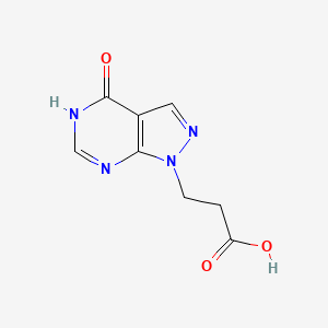 molecular formula C8H8N4O3 B1418137 1H-吡唑并[3,4-d]嘧啶-1-丙酸，4,5-二氢-4-氧代- CAS No. 96096-10-5