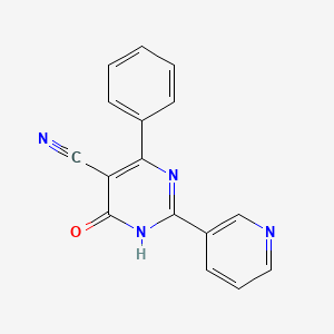 molecular formula C16H10N4O B1418149 4-羟基-6-苯基-2-(3-吡啶基)-5-嘧啶甲腈 CAS No. 320417-45-6