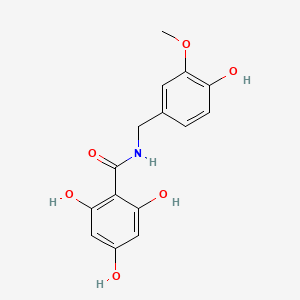 molecular formula C15H15NO6 B14181635 Benzamide, 2,4,6-trihydroxy-N-[(4-hydroxy-3-methoxyphenyl)methyl]- CAS No. 877207-37-9