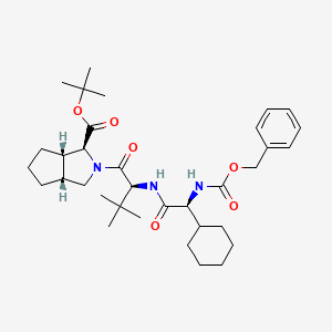 molecular formula C34H51N3O6 B14181696 Cyclopenta[c]pyrrole-1-carboxylic acid, 2-[(2S)-2-[[(2S)-2-cyclohexyl-2-[[(phenylmethoxy)carbonyl]amino]acetyl]amino]-3,3-dimethyl-1-oxobutyl]octahydro-, 1,1-dimethylethyl ester, (1S,3aR,6aS)- CAS No. 926276-17-7