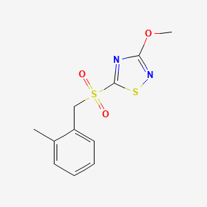 molecular formula C11H12N2O3S2 B14181741 3-Methoxy-5-[(2-methylphenyl)methanesulfonyl]-1,2,4-thiadiazole CAS No. 922504-59-4