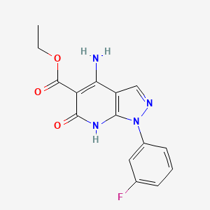 molecular formula C15H13FN4O3 B1418197 4-氨基-1-(3-氟苯基)-6-氧代-6,7-二氢-1H-吡唑并[3,4-b]吡啶-5-羧酸乙酯 CAS No. 2089391-68-2