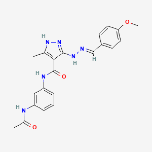 N-[3-(acetylamino)phenyl]-5-{(2E)-2-[(4-methoxyphenyl)methylidene]hydrazino}-3-methyl-1H-pyrazole-4-carboxamide