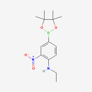 molecular formula C14H21BN2O4 B1418410 N-Ethyl-2-nitro-4-(4,4,5,5-tetramethyl-1,3,2-dioxaborolan-2-yl)aniline CAS No. 1150271-70-7