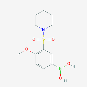molecular formula C12H18BNO5S B1418442 (4-Methoxy-3-(piperidin-1-ylsulfonyl)phenyl)boronic acid CAS No. 874219-18-8