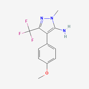 molecular formula C12H12F3N3O B1418446 4-(4-甲氧基苯基)-1-甲基-3-(三氟甲基)-1H-吡唑-5-胺 CAS No. 164668-12-6