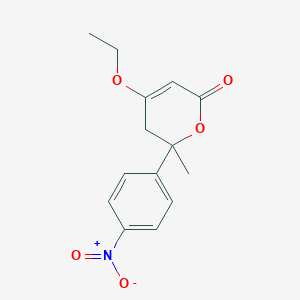 2H-Pyran-2-one, 4-ethoxy-5,6-dihydro-6-methyl-6-(4-nitrophenyl)-