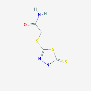 molecular formula C5H7N3OS3 B14185160 2-[(4-Methyl-5-sulfanylidene-4,5-dihydro-1,3,4-thiadiazol-2-yl)sulfanyl]acetamide CAS No. 834899-94-4