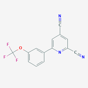 molecular formula C14H6F3N3O B14185279 6-[3-(Trifluoromethoxy)phenyl]pyridine-2,4-dicarbonitrile CAS No. 833457-64-0