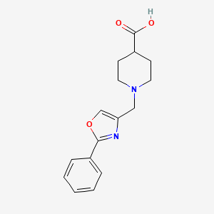 molecular formula C16H18N2O3 B1418531 1-[(2-苯基-1,3-恶唑-4-基)甲基]哌啶-4-羧酸 CAS No. 1153237-31-0
