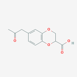 molecular formula C12H12O5 B14185342 6-(2-Oxopropyl)-2,3-dihydro-1,4-benzodioxine-2-carboxylic acid CAS No. 863132-85-8