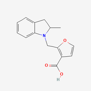 B1418543 2-[(2-methyl-2,3-dihydro-1H-indol-1-yl)methyl]furan-3-carboxylic acid CAS No. 1156139-50-2