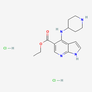 molecular formula C15H22Cl2N4O2 B14185564 ethyl 4-(piperidin-4-ylamino)-1H-pyrrolo[2,3-b]pyridine-5-carboxylate;dihydrochloride 