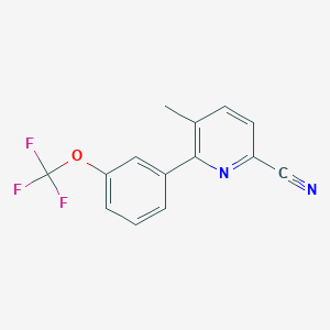 molecular formula C14H9F3N2O B14185653 5-Methyl-6-[3-(trifluoromethoxy)phenyl]pyridine-2-carbonitrile CAS No. 833457-49-1