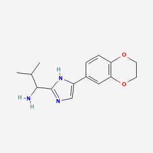 molecular formula C15H19N3O2 B1418613 1-[4-(2,3-二氢-1,4-苯并二氧杂环-6-基)-1H-咪唑-2-基]-2-甲基丙-1-胺 CAS No. 1155459-46-3