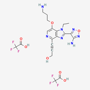 molecular formula C20H21F6N7O7 B14186341 3-[2-(4-amino-1,2,5-oxadiazol-3-yl)-7-(3-aminopropoxy)-1-ethylimidazo[4,5-c]pyridin-4-yl]prop-2-yn-1-ol;2,2,2-trifluoroacetic acid 