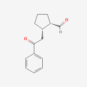 molecular formula C14H16O2 B14186533 Cyclopentanecarboxaldehyde, 2-(2-oxo-2-phenylethyl)-, (1S,2S)- CAS No. 871468-89-2