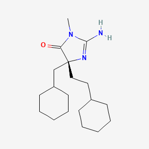 molecular formula C19H33N3O B14186627 (R)-5-(2-cyclohexylethyl)-5-(cyclohexylmethyl)-2-imino-3-methylimidazolidin-4-one 