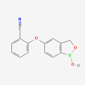 molecular formula C14H10BNO3 B1418678 2-[(1-羟基-3H-2,1-苯并恶硼唑-5-基)氧基]苯甲腈 CAS No. 906673-30-1