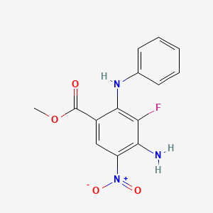 B1418679 Methyl 4-amino-3-fluoro-5-nitro-2-(phenylamino)benzoate CAS No. 606093-58-7