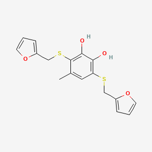 molecular formula C17H16O4S2 B14187051 3,6-Bis{[(furan-2-yl)methyl]sulfanyl}-4-methylbenzene-1,2-diol CAS No. 923267-57-6