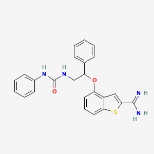 molecular formula C24H22N4O2S B14187333 4-(1-Phenyl-2-(3-phenylureido)ethoxy)benzo[b]thiophene-2-carboximidamide 