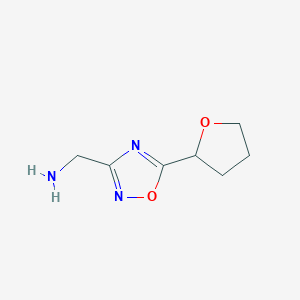 molecular formula C7H11N3O2 B1418784 1-[5-(Tetrahydrofuran-2-YL)-1,2,4-oxadiazol-3-YL]methanamine CAS No. 1082766-07-1