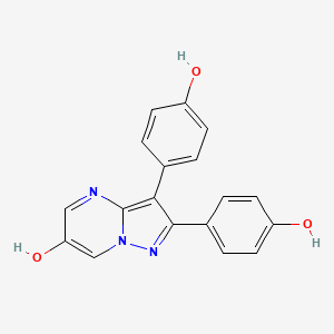 molecular formula C18H13N3O3 B14187882 4-[6-Hydroxy-3-(4-hydroxyphenyl)pyrazolo[1,5-a]pyrimidin-2(1H)-ylidene]cyclohexa-2,5-dien-1-one CAS No. 924907-75-5