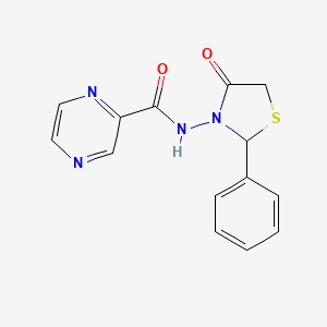 molecular formula C14H12N4O2S B14188031 N-(4-Oxo-2-phenyl-1,3-thiazolidin-3-yl)pyrazine-2-carboxamide CAS No. 880485-92-7