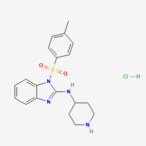 molecular formula C19H23ClN4O2S B1418804 N-(哌啶-4-基)-1-甲苯磺酰基-1H-苯并[d]咪唑-2-胺盐酸盐 CAS No. 1185309-92-5