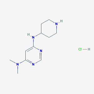 molecular formula C11H20ClN5 B1418812 N4,N4-二甲基-N6-(哌啶-4-基)嘧啶-4,6-二胺盐酸盐 CAS No. 1185320-13-1