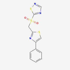 molecular formula C12H9N3O2S3 B14188258 5-[(4-Phenyl-1,3-thiazol-2-yl)methanesulfonyl]-1,2,4-thiadiazole CAS No. 922505-44-0