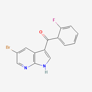 molecular formula C14H8BrFN2O B14188531 Methanone, (5-bromo-1H-pyrrolo[2,3-b]pyridin-3-yl)(2-fluorophenyl)- CAS No. 858117-58-5