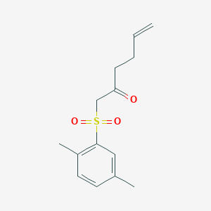 molecular formula C14H18O3S B14188594 1-(2,5-Dimethylbenzene-1-sulfonyl)hex-5-en-2-one CAS No. 923002-01-1