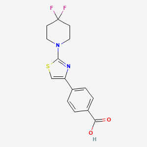 molecular formula C15H14F2N2O2S B14188610 4-[2-(4,4-Difluoropiperidin-1-yl)-1,3-thiazol-4-yl]benzoic acid CAS No. 860344-58-7